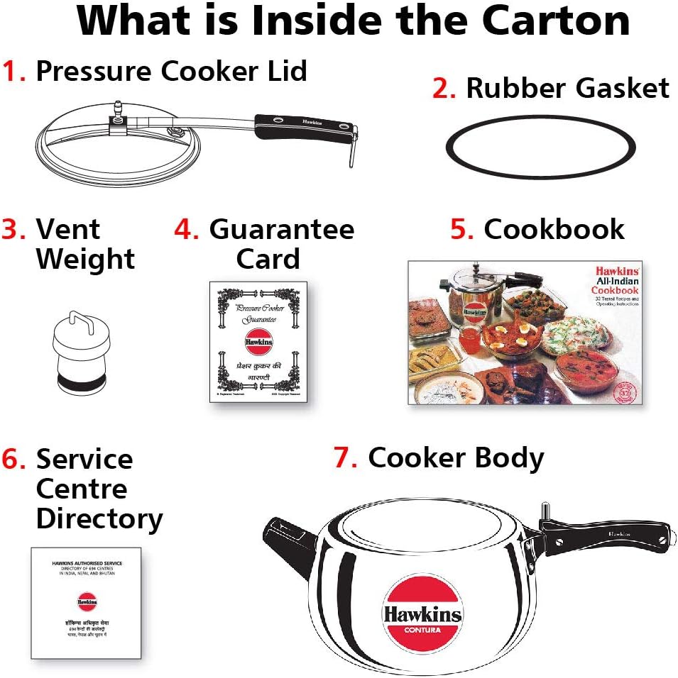 Hawkins 3.5 Litre Contura Pressure Cooker, Handi Inner Lid Cooker, Silver (HC35)
