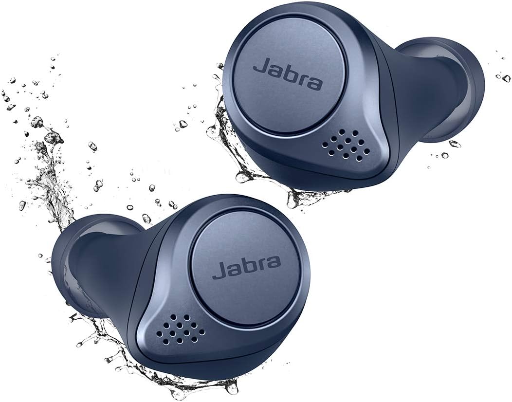 Jabra Elite Active 75t Navy Voice Assistant Enabled True Wireless Sports Earbuds with Charging Case (Renewed)