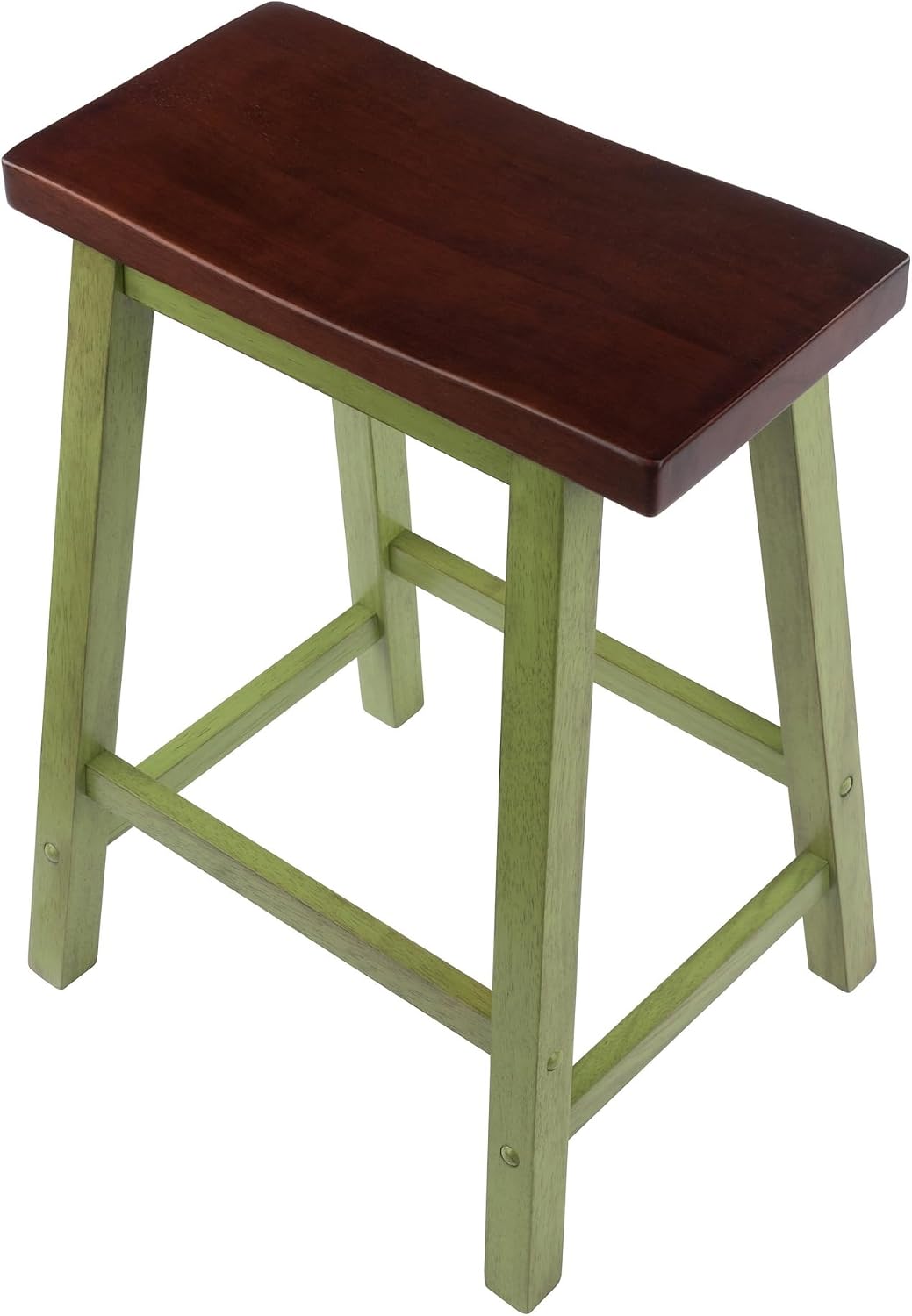 Winsome Satori Saddle Seat Counter Stool, Walnut, 24" | Classic Backless Bar Chairs for Kitchen & Dining Room Seating, Timeless Essential Furniture for Home, Dorm, Apartments