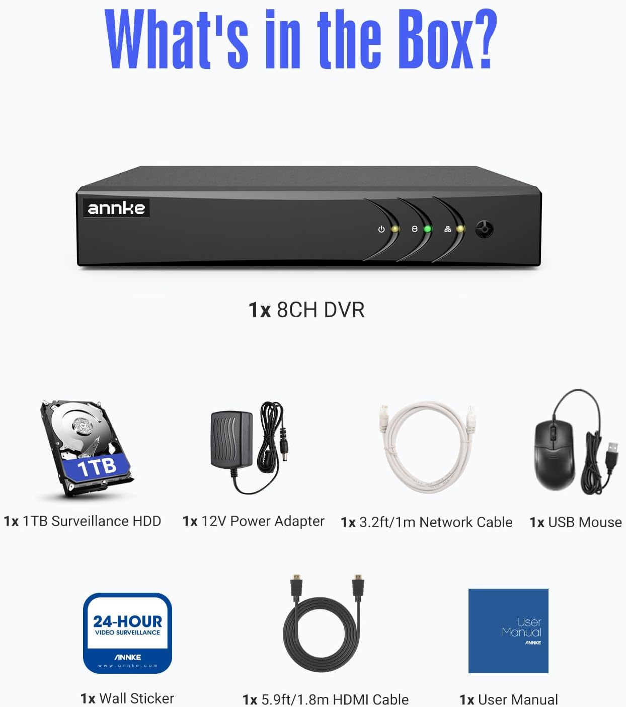 ANNKE 3K Lite 8CH Hybrid 5-in-1 Security Digital Video Recorder, 1TB HDD | H.265+ Surveillance Home 8 Channel DVR