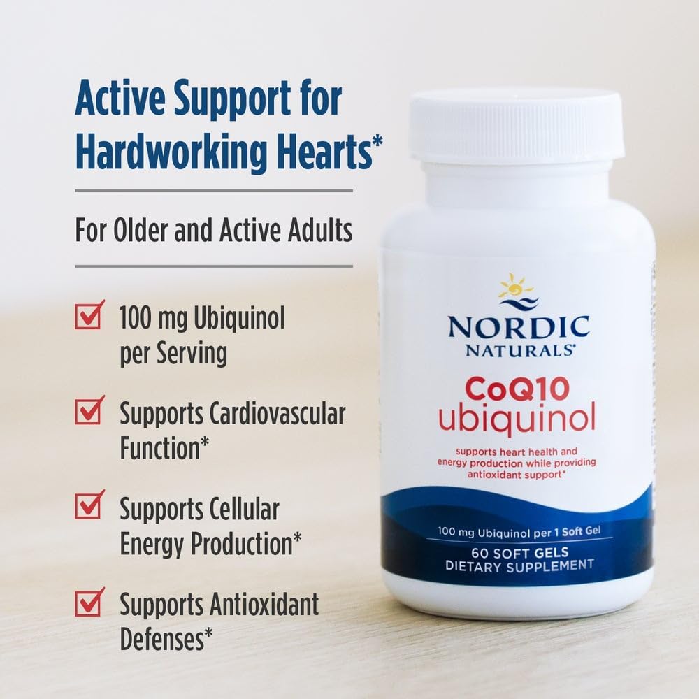Nordic Naturals CoQ10 Ubiquinol, 100 mg, Heart & Brain Health - 60 Count | Supports heart health