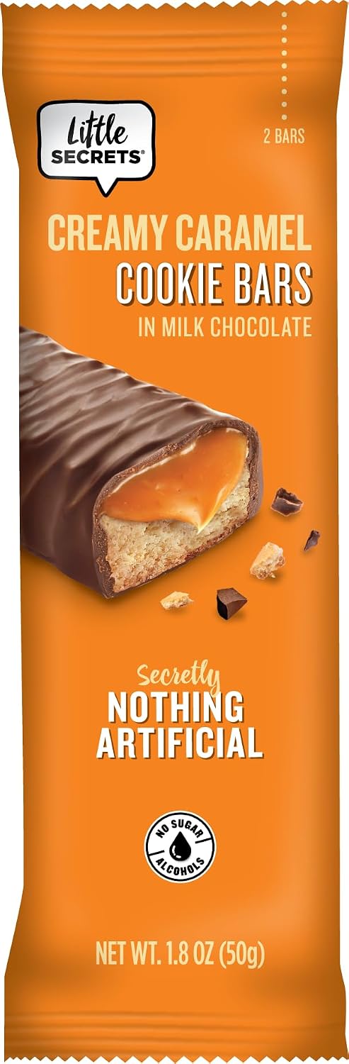 Little Secrets Milk Chocolate Caramel Cookie Bars | 12 Twin Packs | Made in Europe | Nothing Artificial & No Sugar Alcohols | Sustainable Cocoa