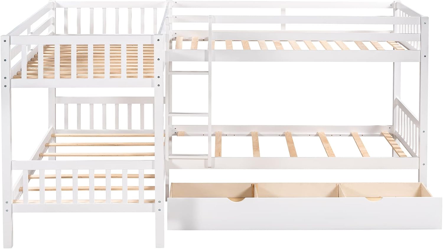 Harper & Bright Designs Twin L-Shaped Bunk Bed with Trundle, Can be Divided into Two L-Shaped Beds, No Spring Box Needed (Grey)