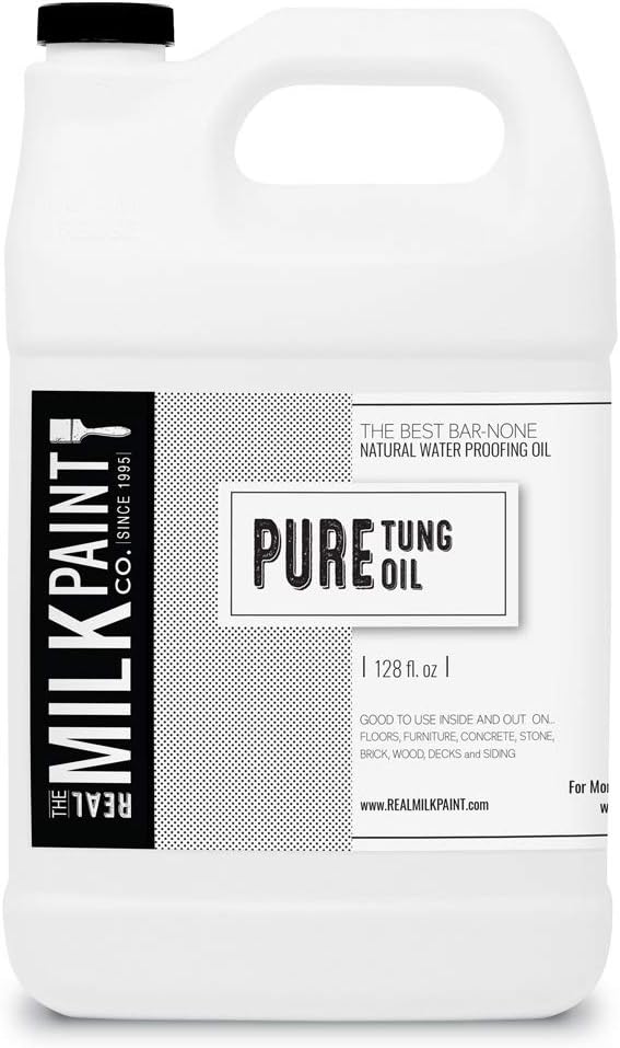 Real Milk Paint, Pure Tung Oil for Wood Finishing, Cutting Boards, Outdoor Furniture, Butcher Blocks, Wood Flooring, Food Grade, Waterproof, 16 oz