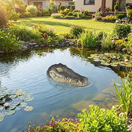 Pond Floating Alligator Head Decoy, Outdoor Pools Float Fake Gator Head Duck Detterent for Pool, Crocodile Head for Decorations, Swimming Pool