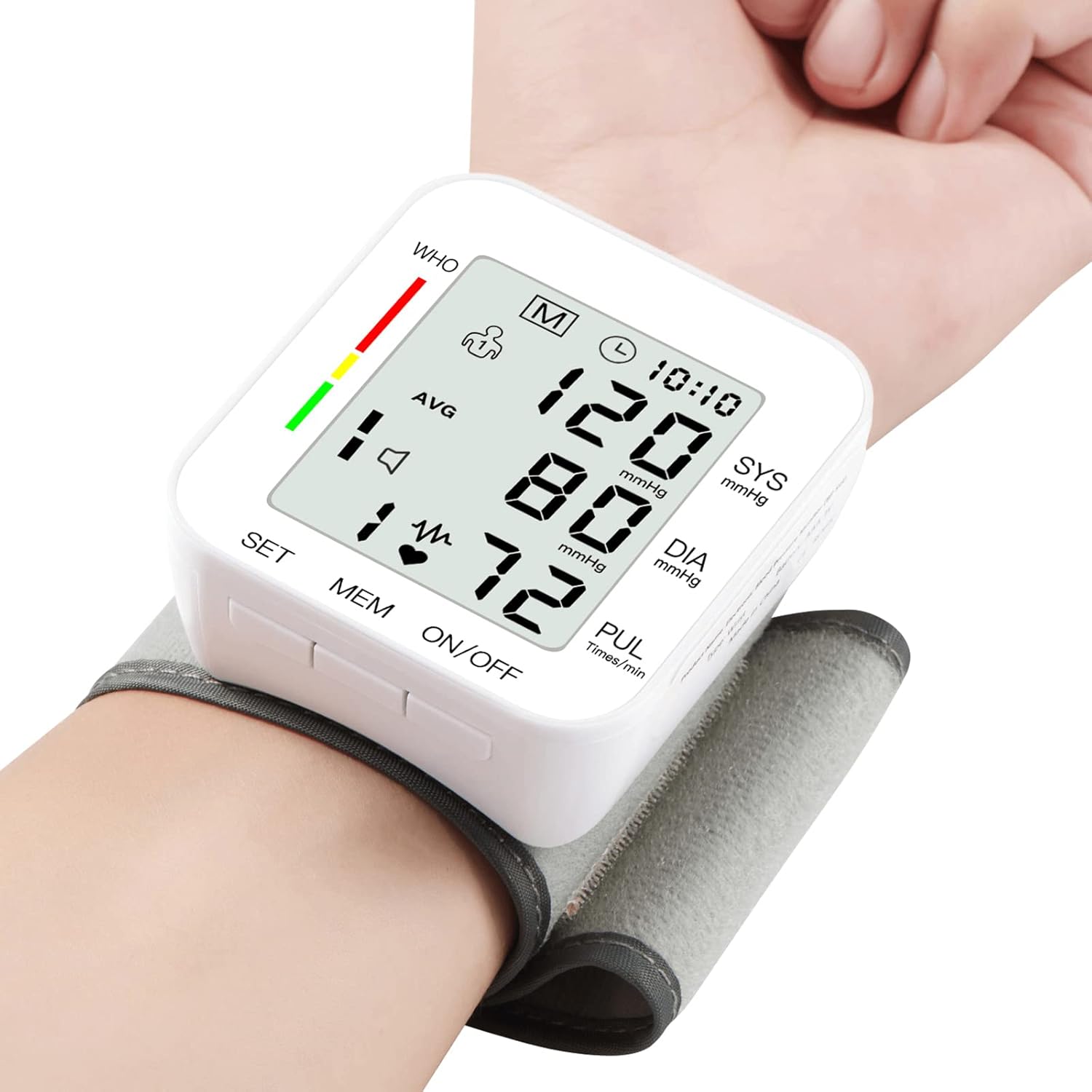 MMIZOO Wrist Blood Pressure Monitor BP Machine with Carrying Case White