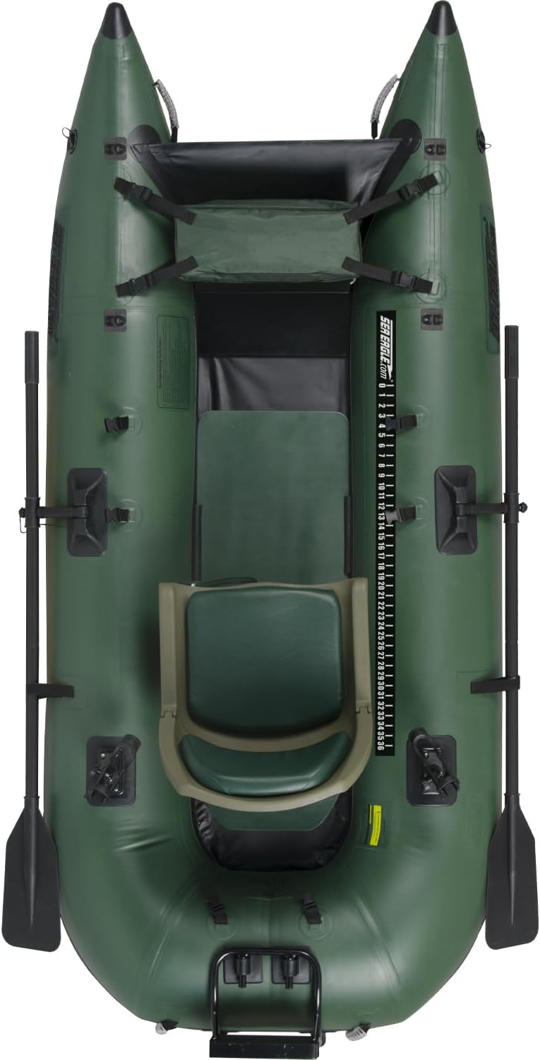 Sea Eagle 285 Frameless Inflatable 9’ Pontoon Fishing Boat - 1 Person- Lightweight, Portable-Perfect for Hunting & Fishing-Sets up in 5 Minutes