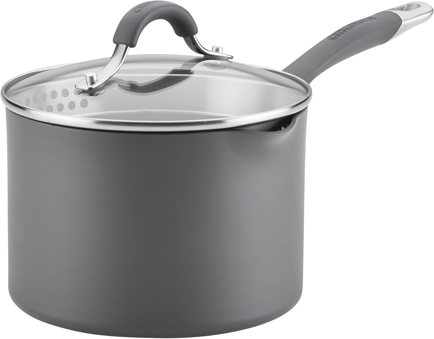 Circulon Radiance Hard Anodized Nonstick Deep Frying Pan with Lid, 12 inch Frying Pan with Lid, Deep Skillet, Gray