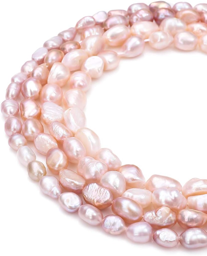BEADIA Natural Pearl Beads Side Hole 7-8mm Purple Freshwater Cultured Loose Gemstone Beads for DIY Jewelry Making 13.8''/Strand