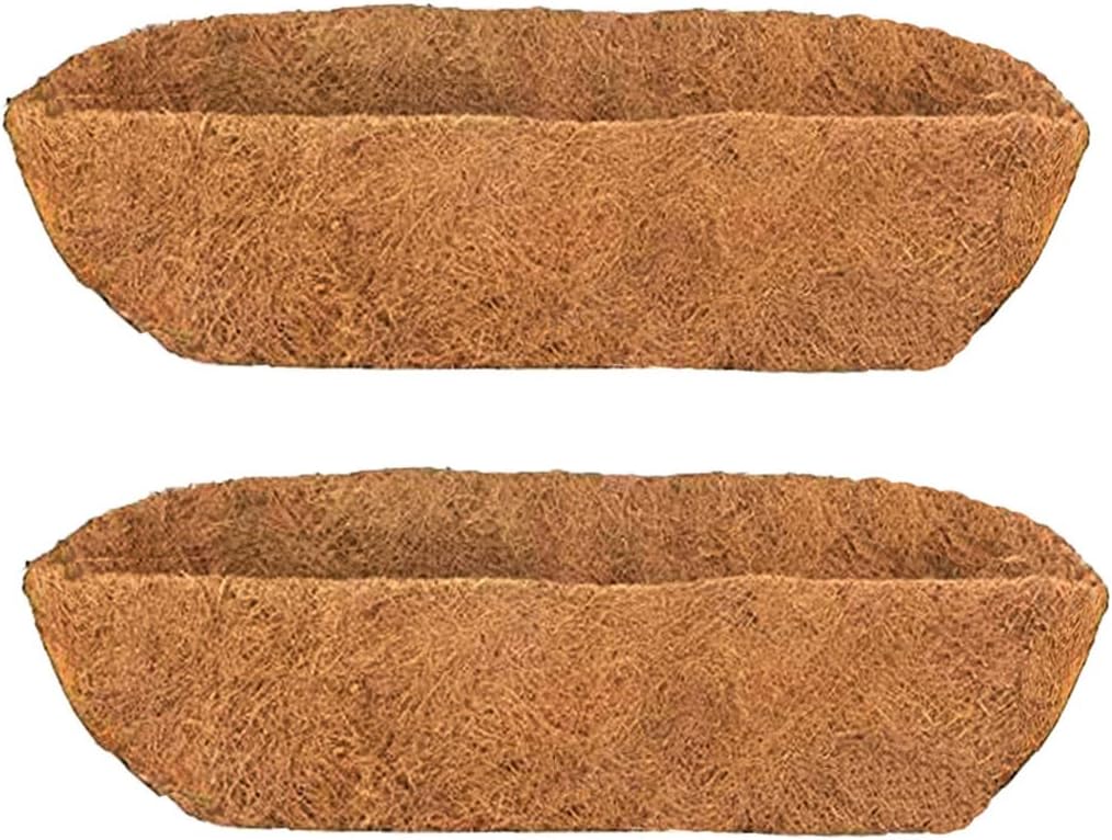 2pcs Trough Coco Liner 36 inch Wall Planter Replaceable Coco Liner for Window Box, Fence Flower Baskets