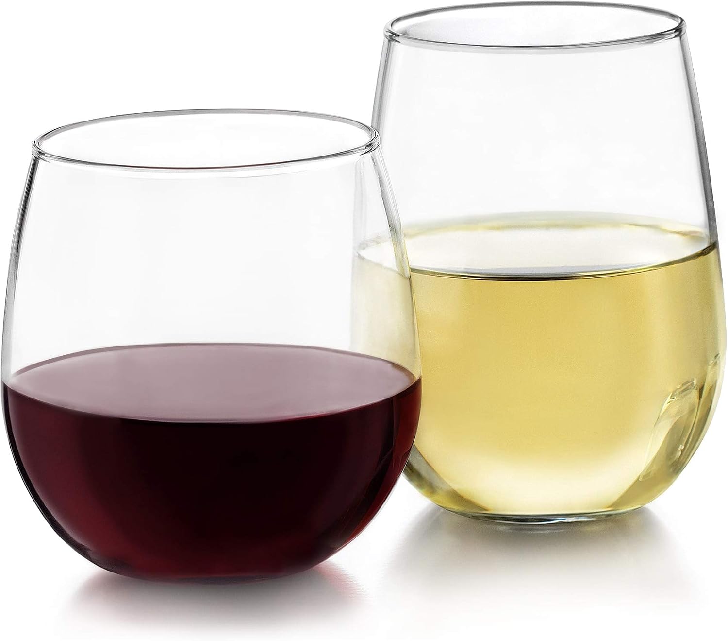 Libbey Classic Blue All-Purpose Stemless Wine Glasses Set 6, Timeless Wine Cups Set of 6, 15.25 Oz, Wine Glass Set for Dinners, Weeknights