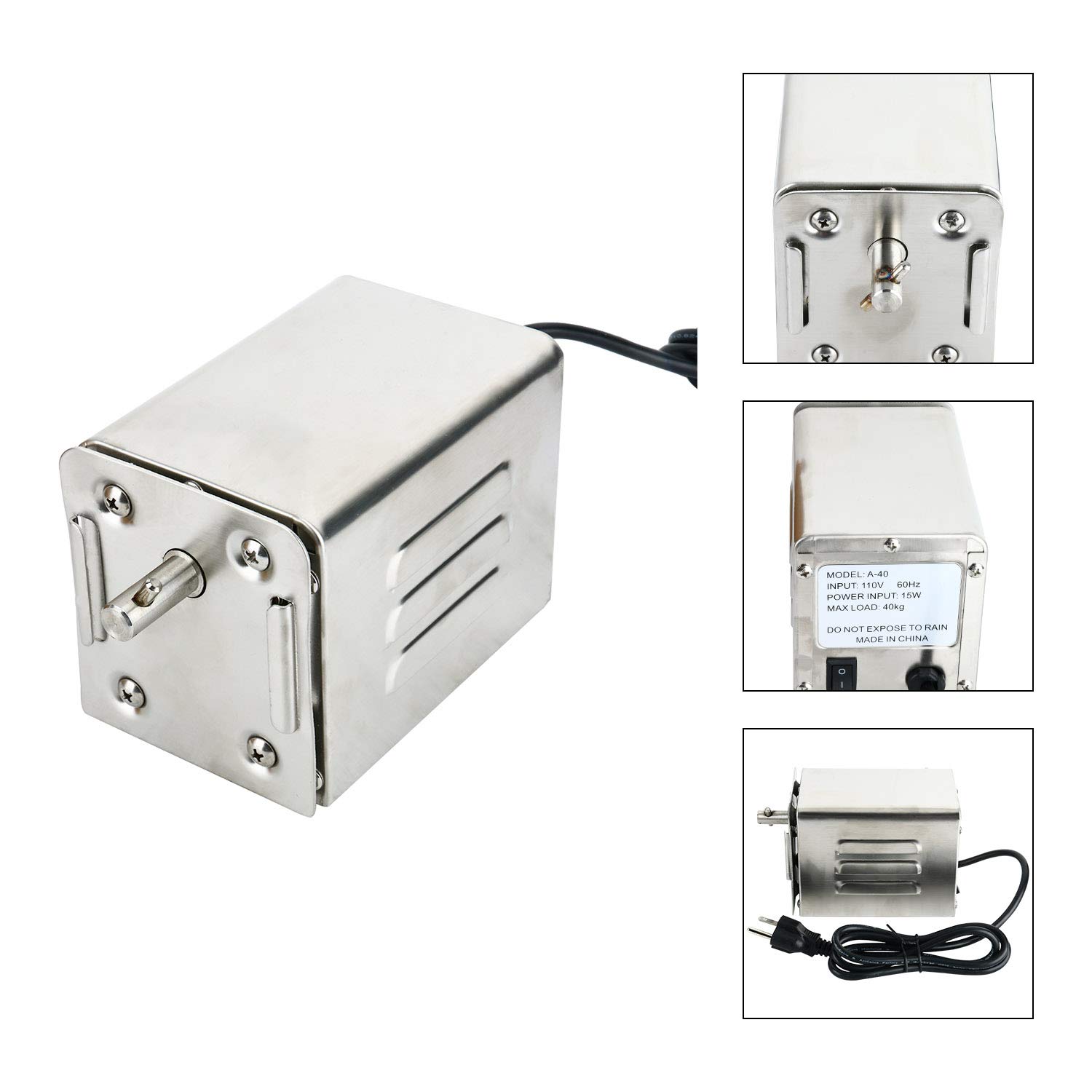 YaeTek 40KG 110V Electric Roaster Motor BBQ Rotisserie Barbecue Motor for Roast Meat Grill Roaster Accessories Outdoor Rotisserie