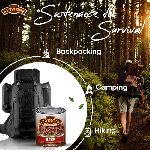 Keystone Meats All Natural Heat and Serve Canned Beef 28 Oz Fully Cooked Canned Meat Long Shelf Life Emergency Survival Canned Food Ready to Eat No