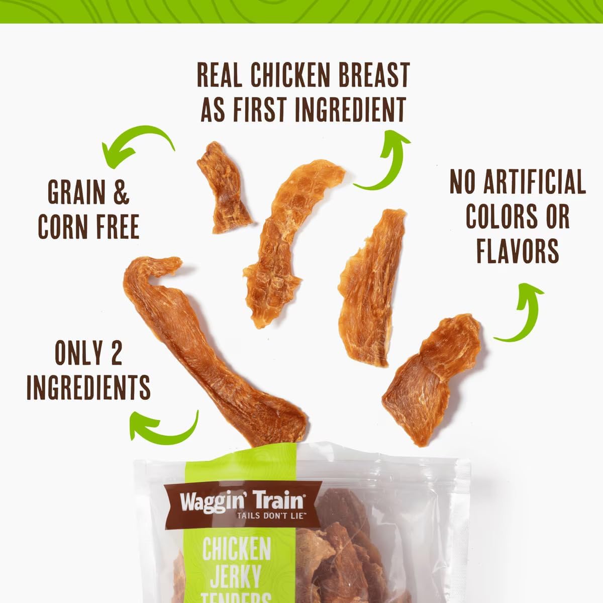 Waggin' Train Chicken Jerky Dog Treats, Made with 100% Real Chicken Breasts, Only Two All-Natural Ingredients, Great High Protein Dog Treat