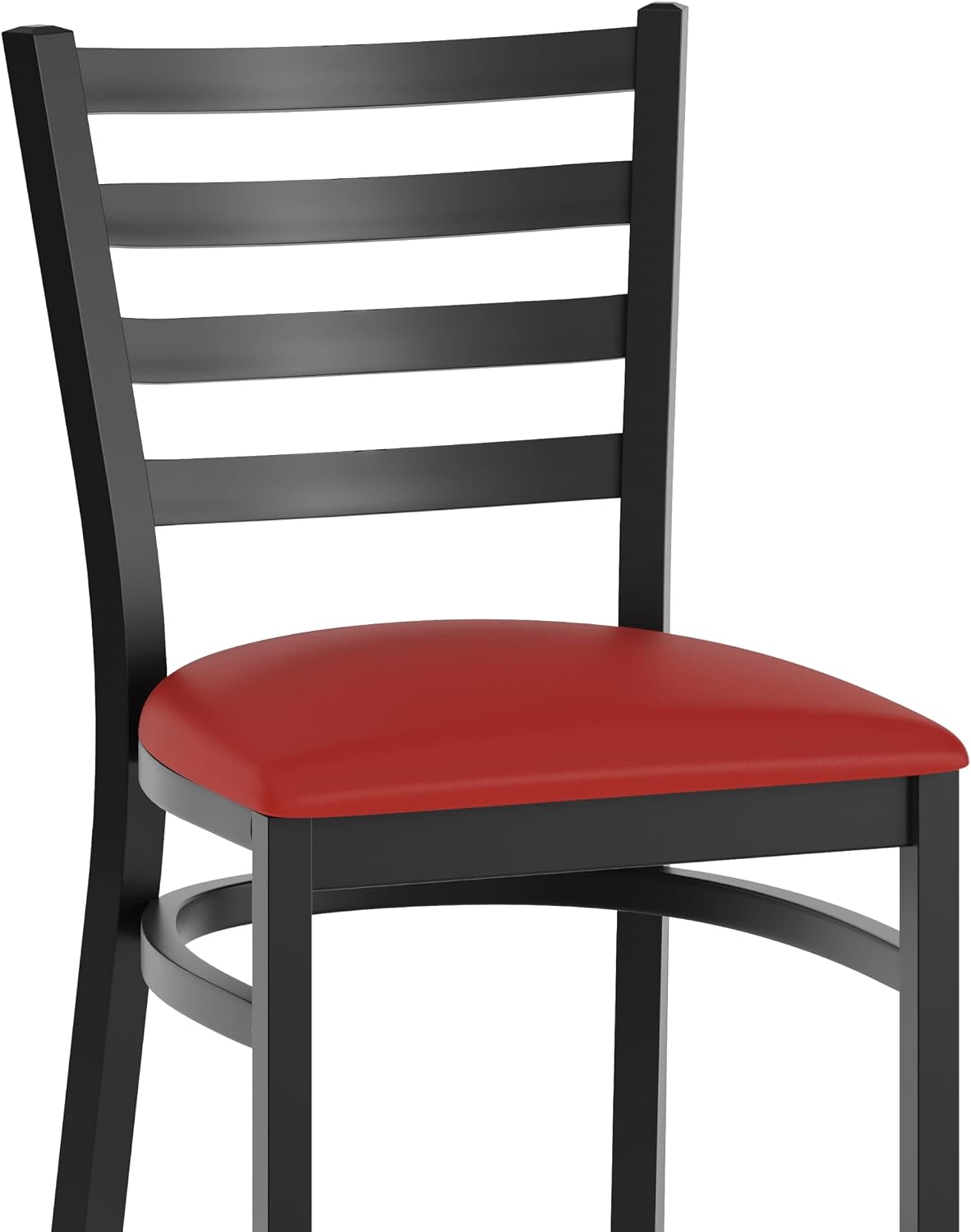 Flash Furniture Hercules Series Ladder Back Metal Restaurant Barstool, Modern Upholstered Armless Bar Height Chair for Restaurants and Kitchens, Black | Vinyl Upholstery, Durable Construction, Commercial Use