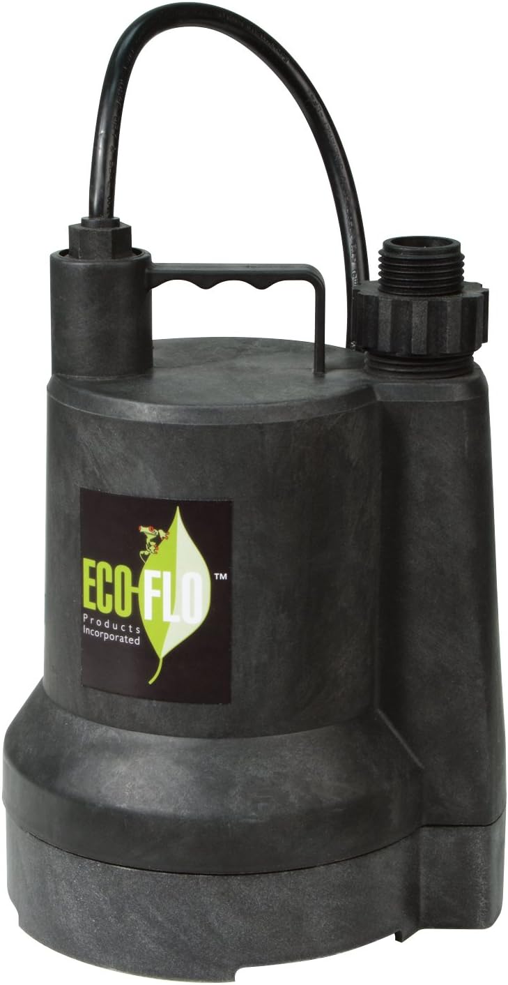 ECO-FLO Products SUP55 Manual Submersible Utility Pump, 1/4 HP, 1,980 GPH