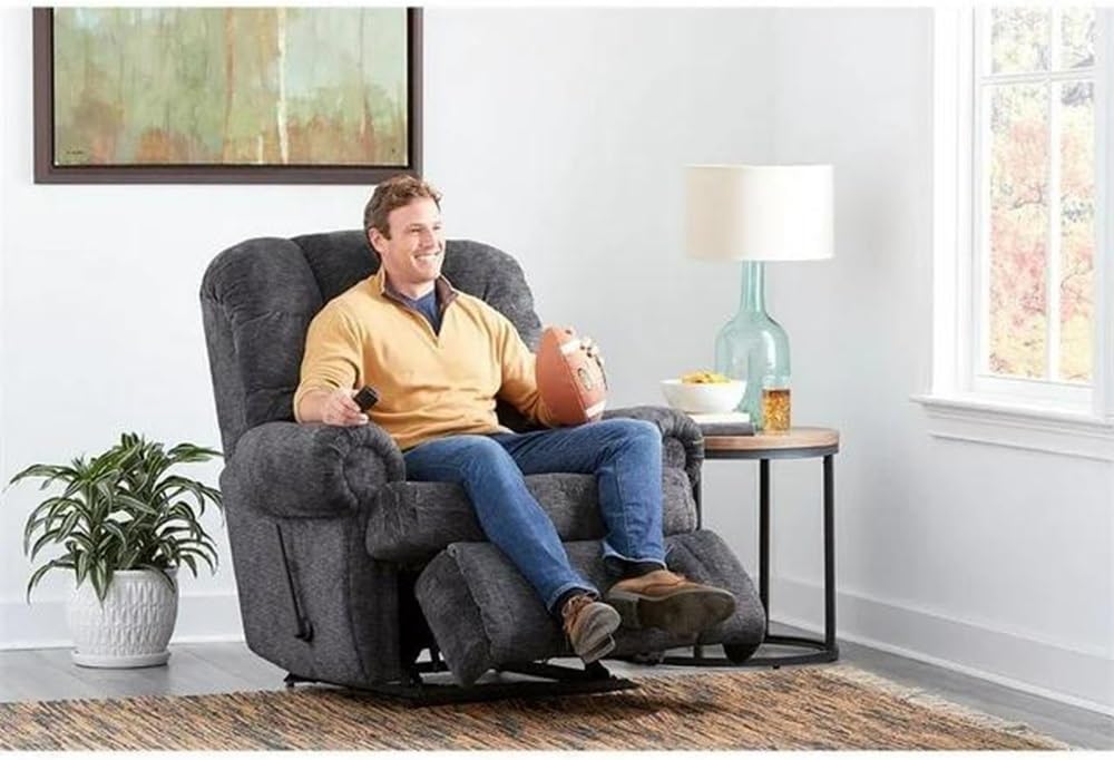 LANE Stallion Big Man King of Comfort (Extra Large) Wallsaver Recliner in Chocolate. Made for The Big Guy Or Gal. Rated for Up to 500 Lbs. Extended