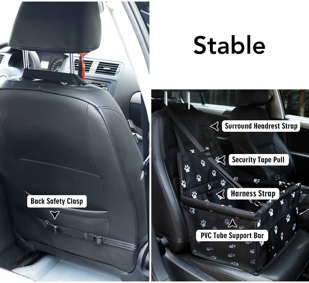 Petbobi Dog Car Seat for Small Dogs and Cats up to 15 lbs, Portable Booster | Pink, Water-resistant Oxford fabric, PVC Tubes, Folds Flat, Clip-on Leash Keeps Pups Secure and Drivers Focused