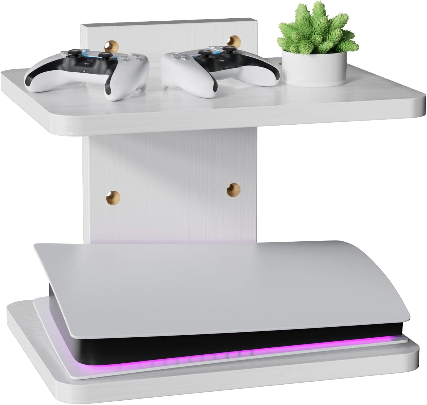 WALI Floating TV Shelf, 2 Tier Glass Projector Shelf for DVD Players, Routers, Game Consoles, Cable Boxes, Living Room Decor, Wall Mount Shelves Hold Up to 17.6lbs (CS202B), 2-Shelf, Black