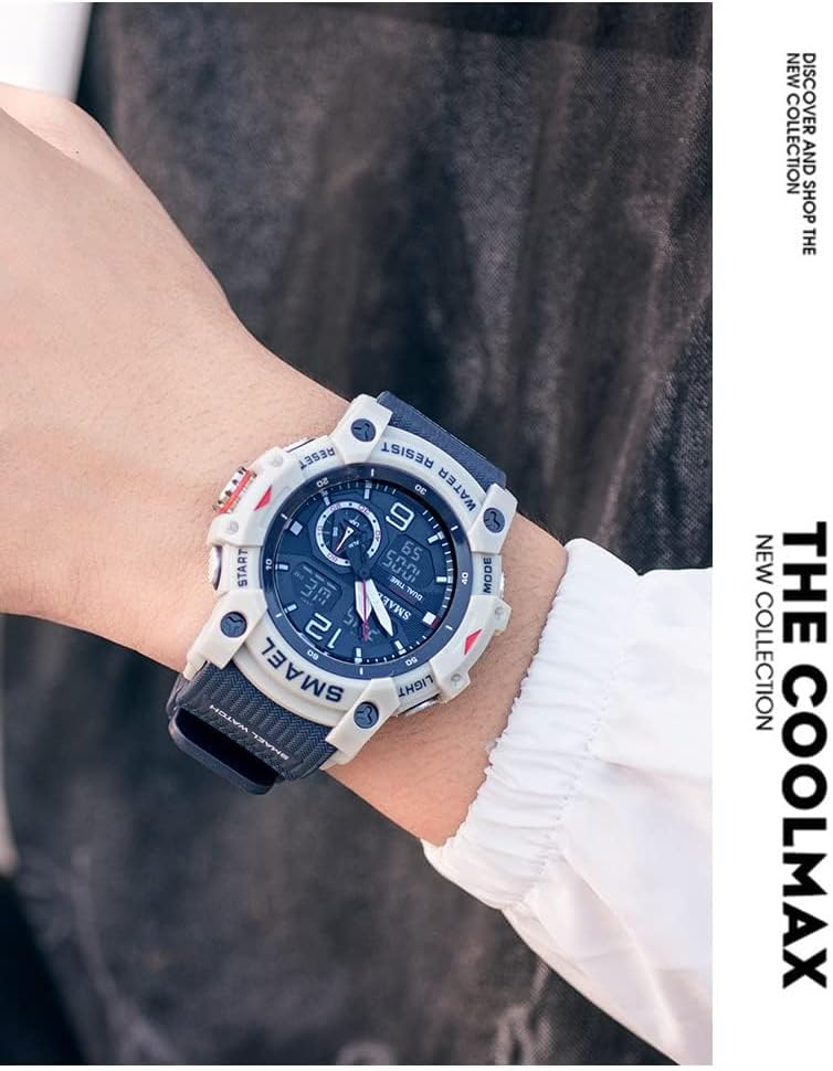Gosasa Men's Large Face Outdoor Sports Watches Military S-Shock Watch Waterproof, Backlight, Alarm, Stopwatch Features - Rugged Wristwatch for Training, Hiking, and Adventure