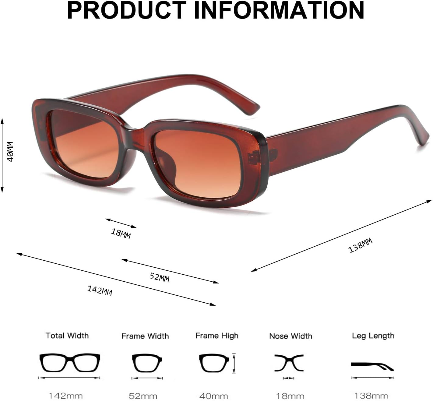 BUTABY Rectangle Sunglasses for Women Retro Driving Glasses 90’s Vintage Fashion Narrow Square Frame UV400 Protection