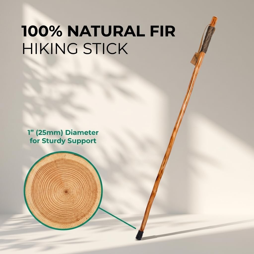 FOREST PILOT One Piece Fir Wood Hiking Stick 48 inches