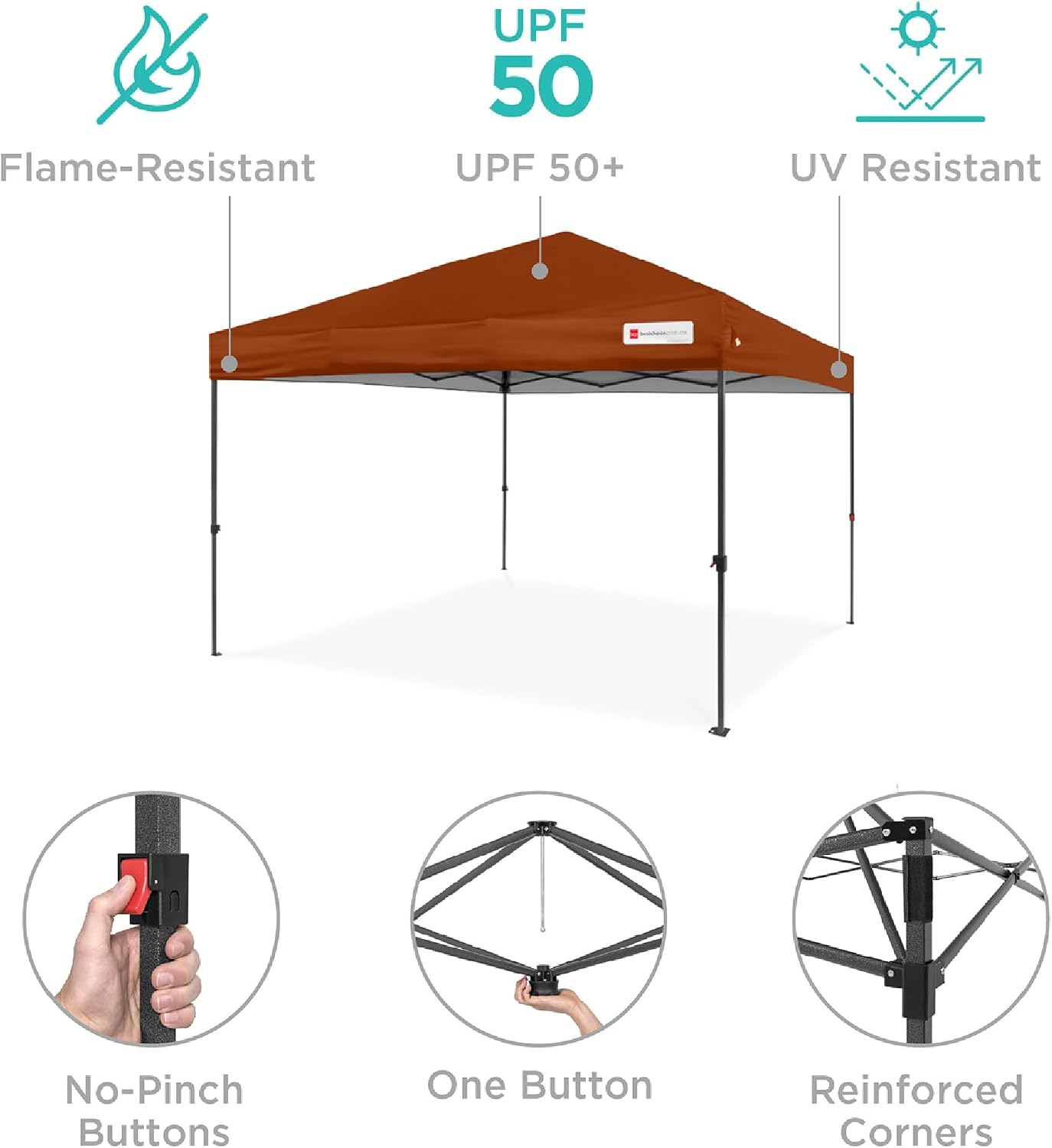 Best Choice Products 10x10ft Pop Up Canopy Tent, Outdoor Shade, 1 Person 1 Minute Set Up, Carry Case, 4 Weight Bags - White
