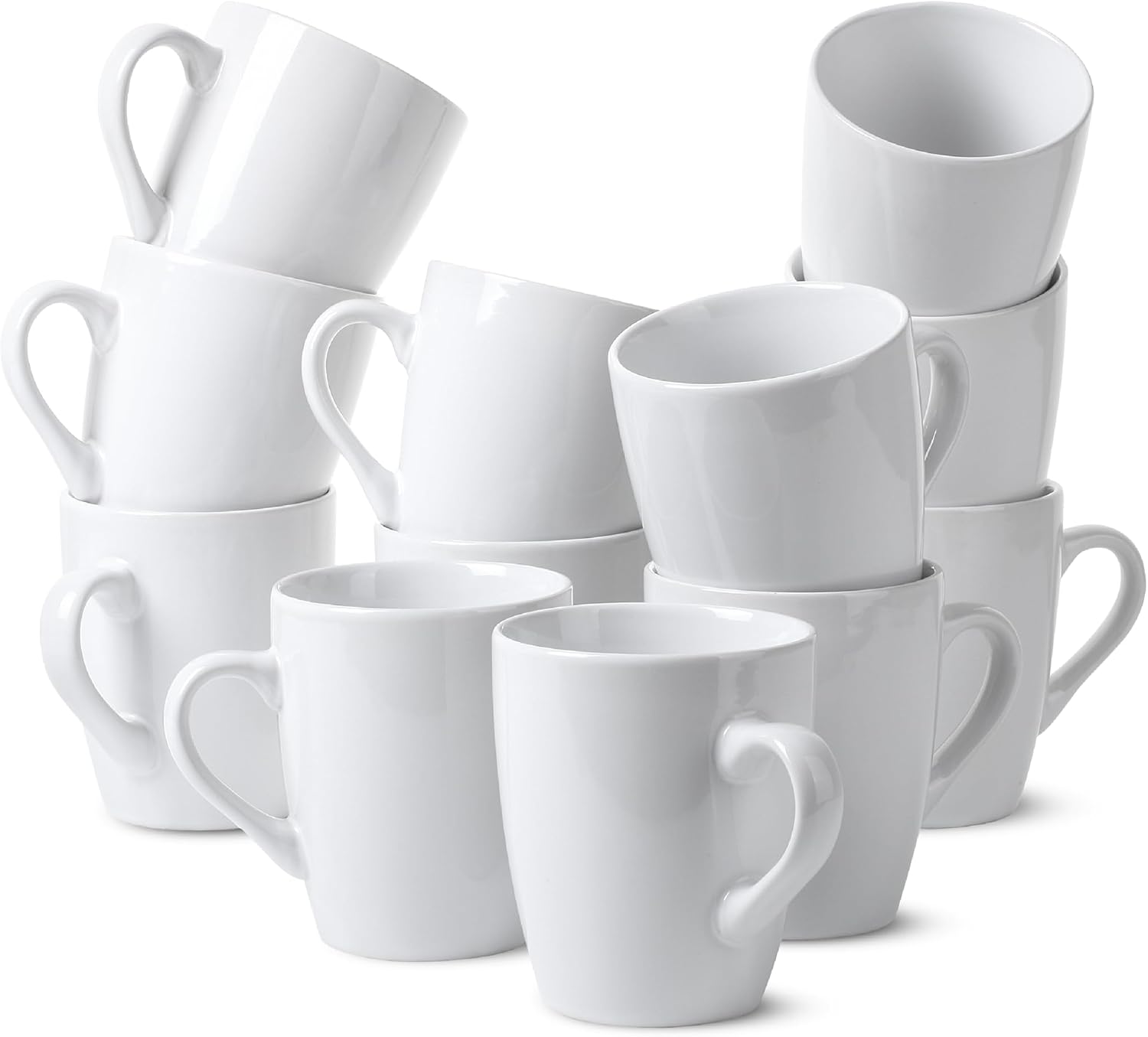 BTaT- White Coffee Mug Set, 12 Pack, 12oz, Ceramic Coffee Cups | Bulk Mug Set for Home, Office, Café, Hot Beverages, Tea, Cappuccino
