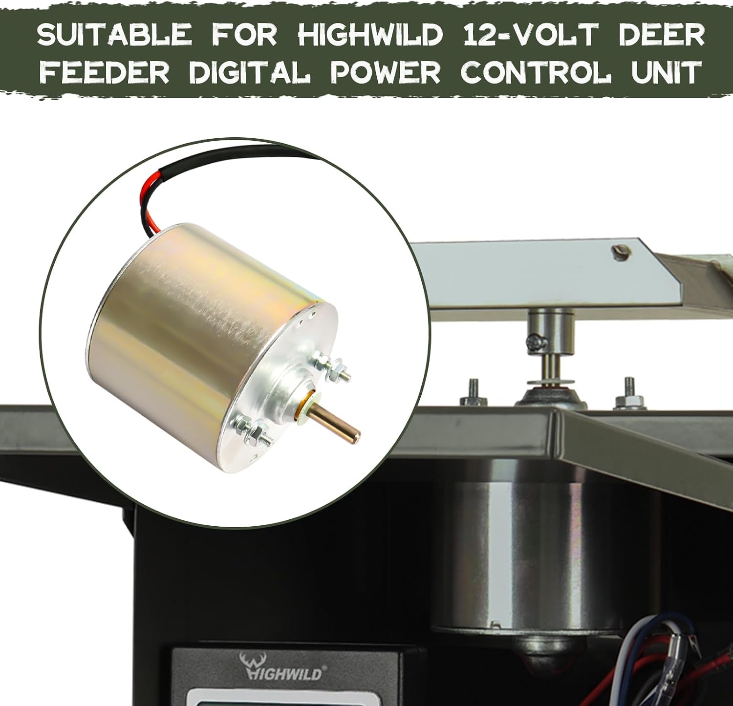 Highwild 12V Deer Feeder Motor Spinner Drive Kit, Universal Replacement Heavy-Duty 1/4" Shaft Motor for Game feeders, Hunting Feeders, Corn feeders