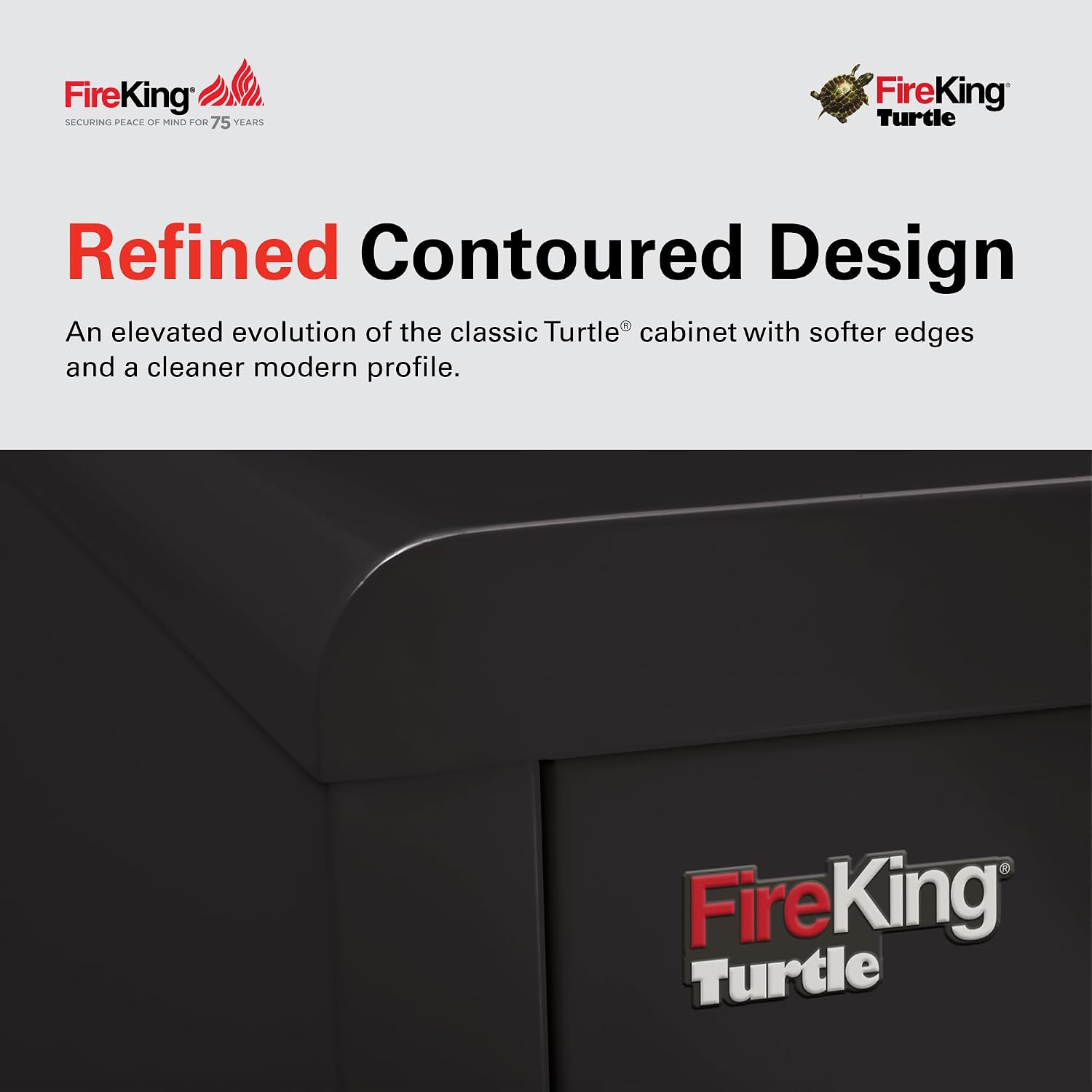 FireKing Turtle Vertical 2 Drawer Fire Rated File Cabinet, Black | 1 Hour Fire Rated Filing Cabinet - UL Class 350 - Water Resistant - Key Lock - Made in USA