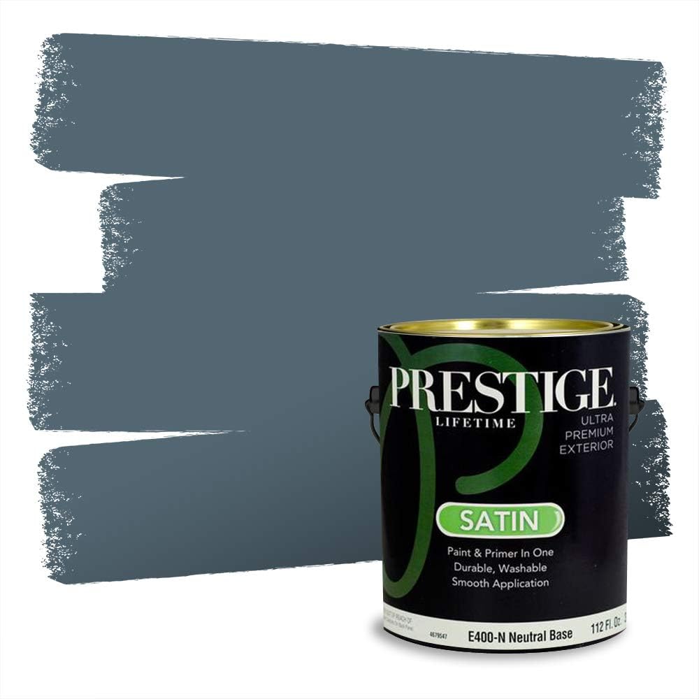 PRESTIGE Paints Exterior Paint and Primer In One, 1-Gallon, Semi-Gloss, Comparable Match of Behr* Intercoastal Gray*