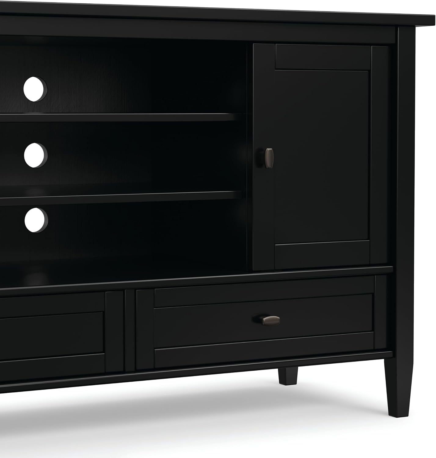 SIMPLIHOME Warm Shaker 47" Wide Solid Wood TV Stand in Light Golden Brown