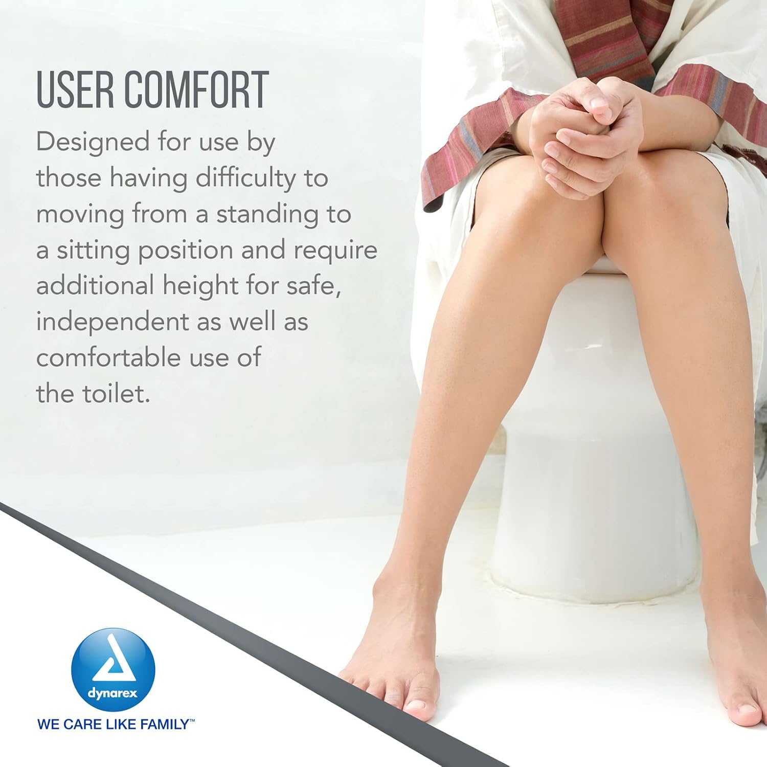 Dynarex Elongated Raised Toilet seat Without arms, Portable