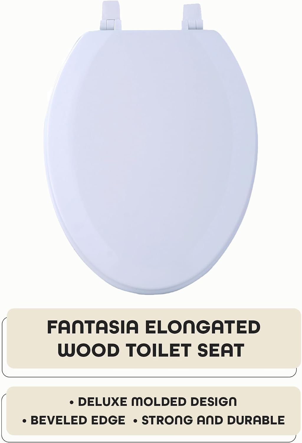 Soft Elongated Vinyl Toilet Seat, Black - 19 Inch Soft Vinyl Cover with Comfort Foam Cushioning - Fits All Elongated Size Fixtures - Easy to Install Fantasia by Achim Home Decor