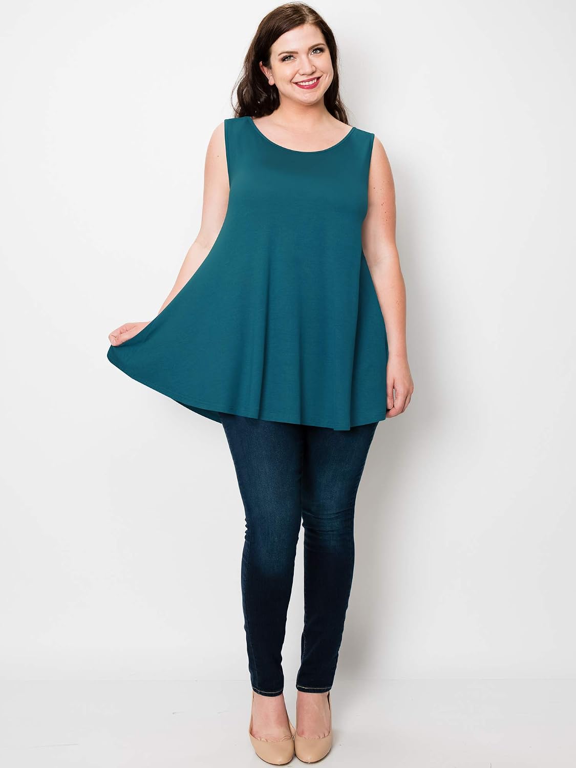 Lock and Love Women Solid Short Sleeve/Sleeveless Tunic for Leggings Swing Tunic Flare Tank Tops S-5XL Plus Size Made in USA