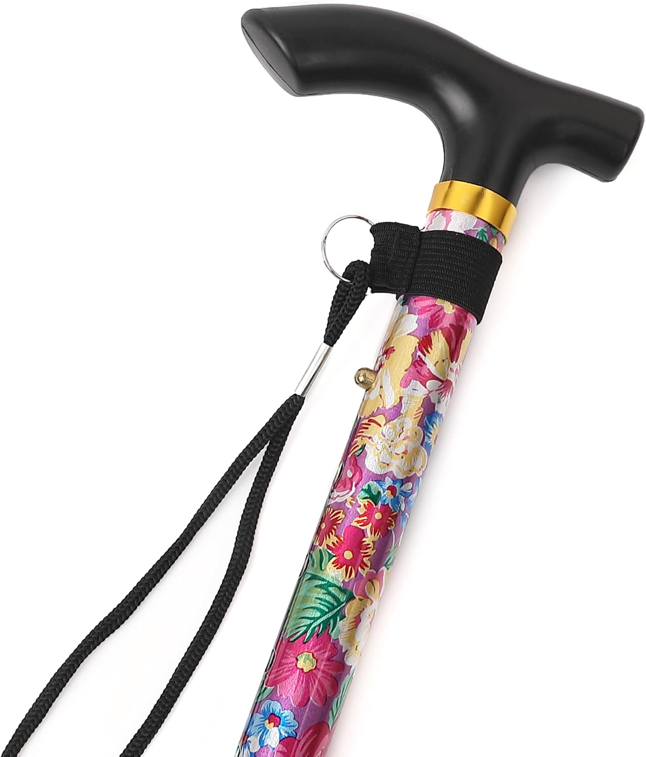 Folding Lightweight Walking Stick - Adjustable Aluminum Metal Collapsible Travel Cane with Non-Slip Rubber Base