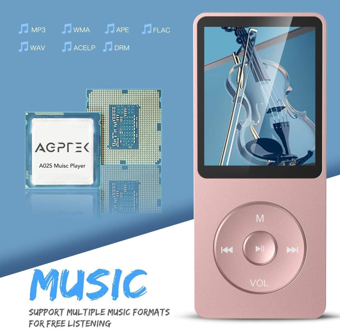 AGPTEK A02S 16GB MP3 Player, 65 Hours Playback Music Player, Dark Blue | Lossless Sound, Supports up to 128GB