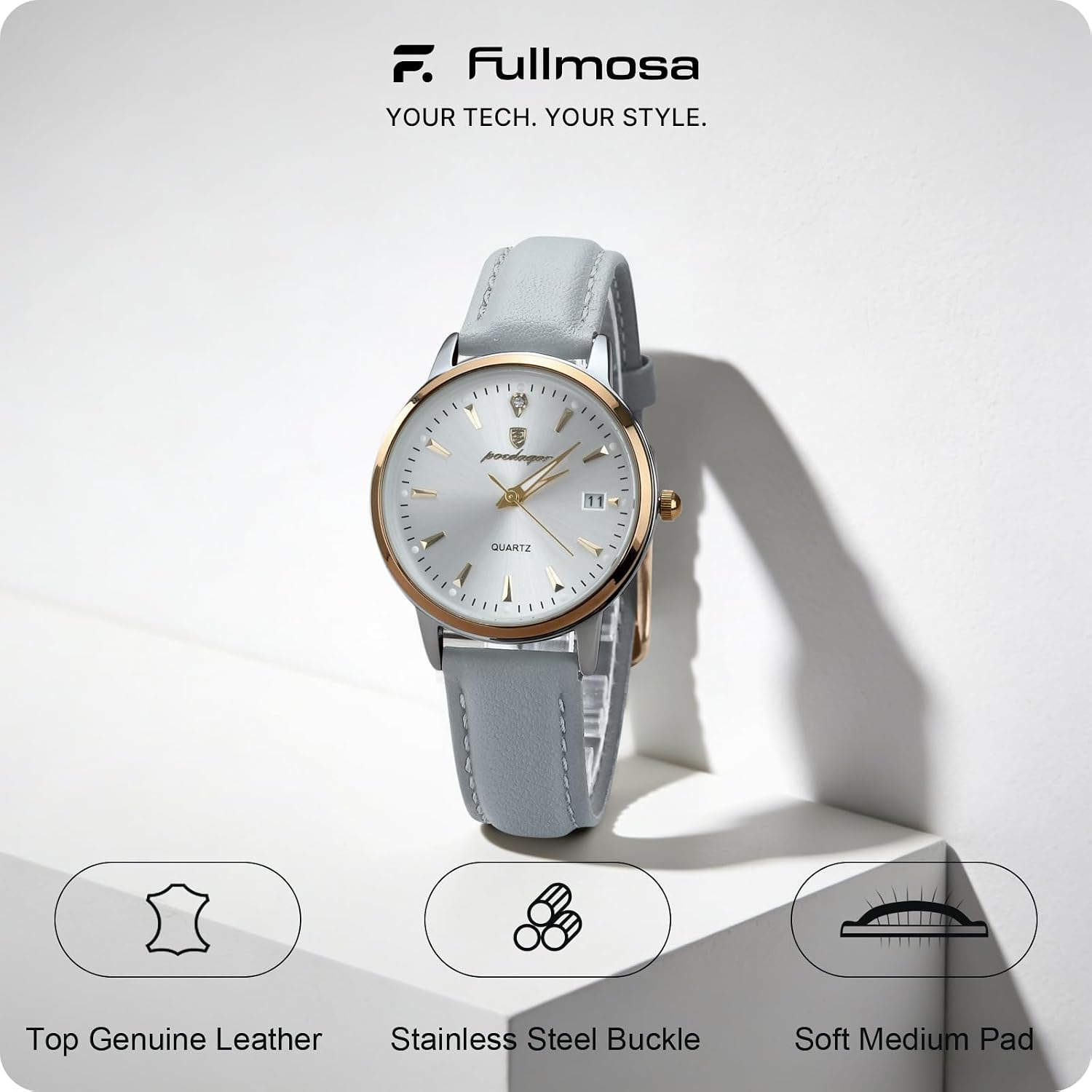 Fullmosa 22mm Quick Release Leather Watch Band for Garmin Samsung Galaxy | Strap for Garmin Vivoactive 4 45mm,Garmin Venu 4(45mm)/Venu 3/Venu 2,Samsung Galaxy Women Men, Red&Silver Buckle
