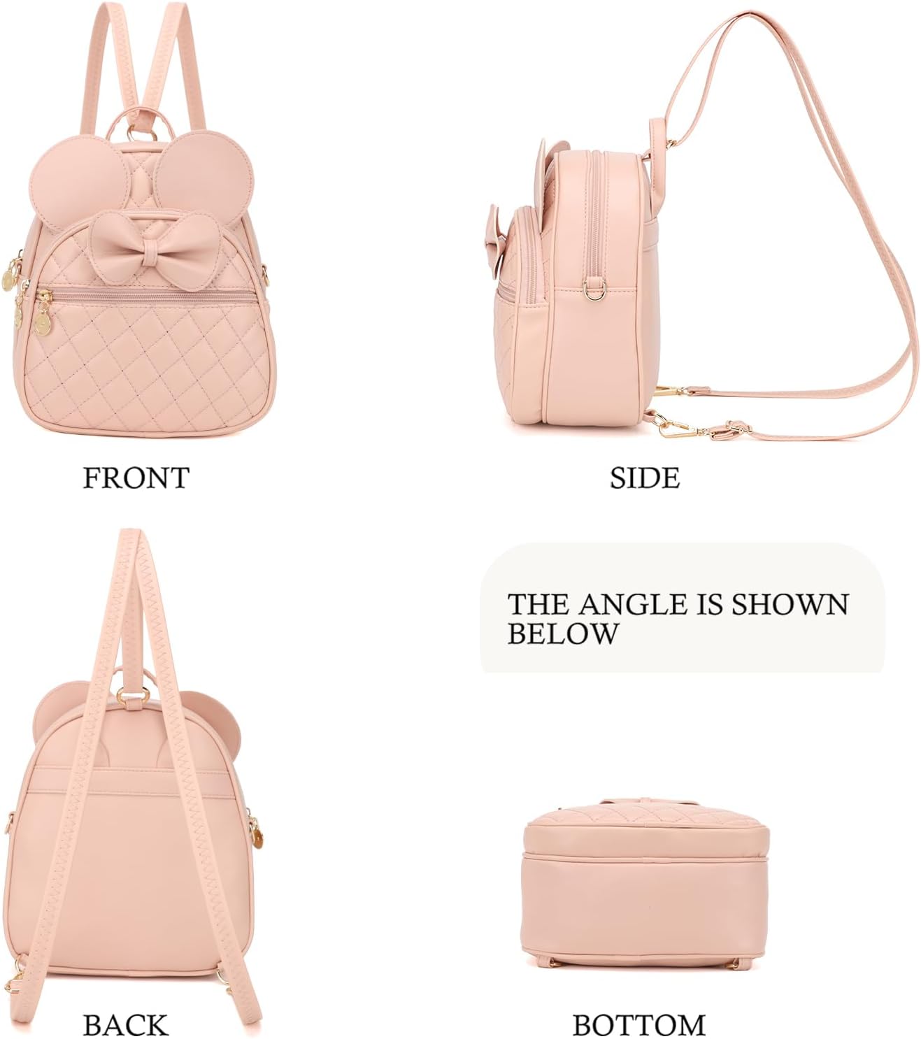 KL928 Girls Mini Backpack Bowknot Polka Dot Cute Small Daypacks Convertible Shoulder Bag Purse for Women