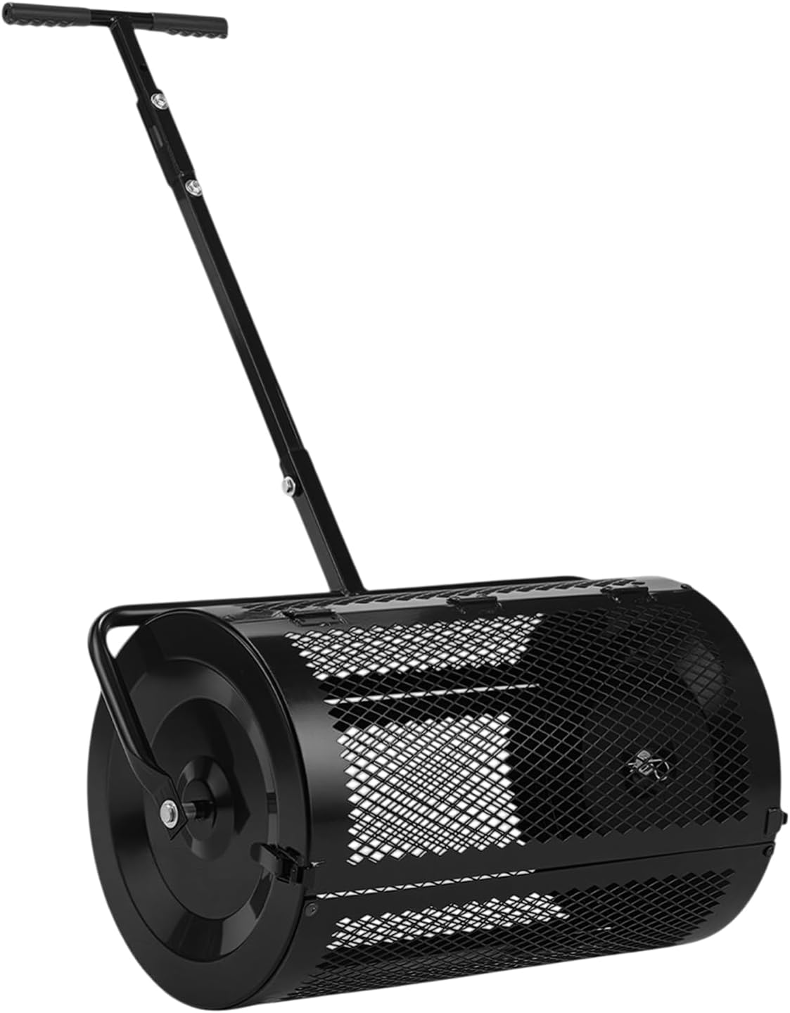 VINGLI Compost Spreader, 24 inch Peat Moss Spreader with Height Adjustable Handle, T Shaped Handle Peat Moss Roller, Seed Spreader for Lawn Backyard Outdoor (24"-Black & Yellow)