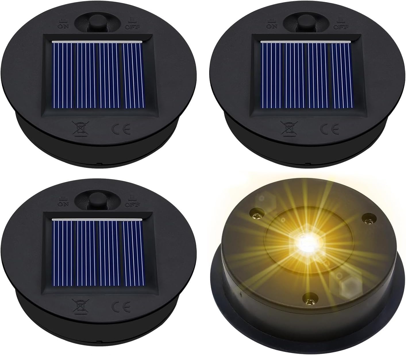 Solar Light Replacement Top Parts 4 Pack(Top Size 3.31 inch