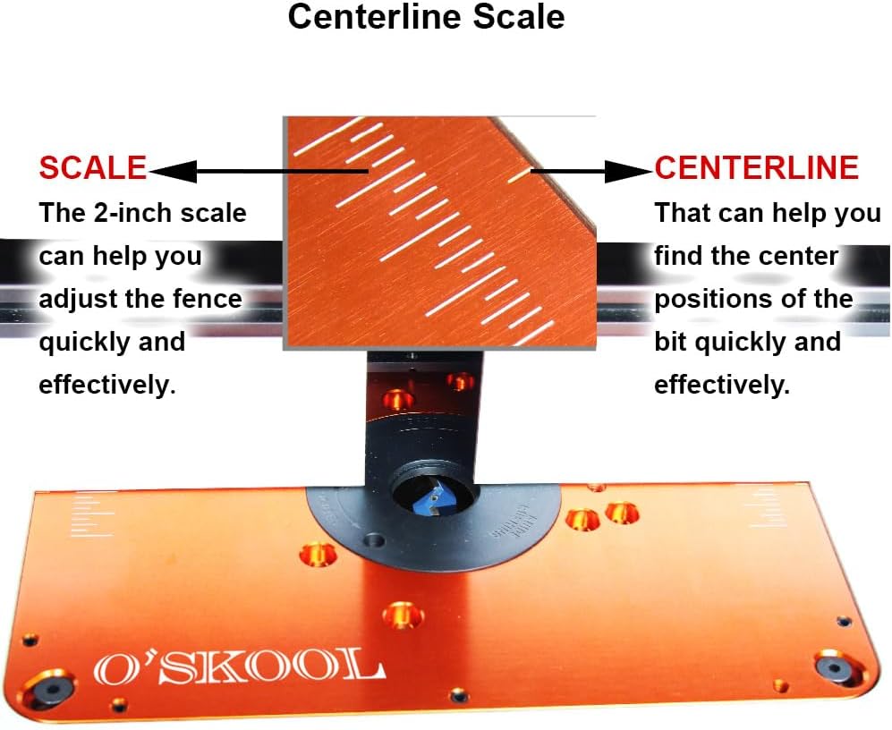 O'SKOOL Precision Aluminum Router Table Insert Plate | Router Templates With Pre-Drilled Adapt to Multiple Routers of Different Model, RTS02A