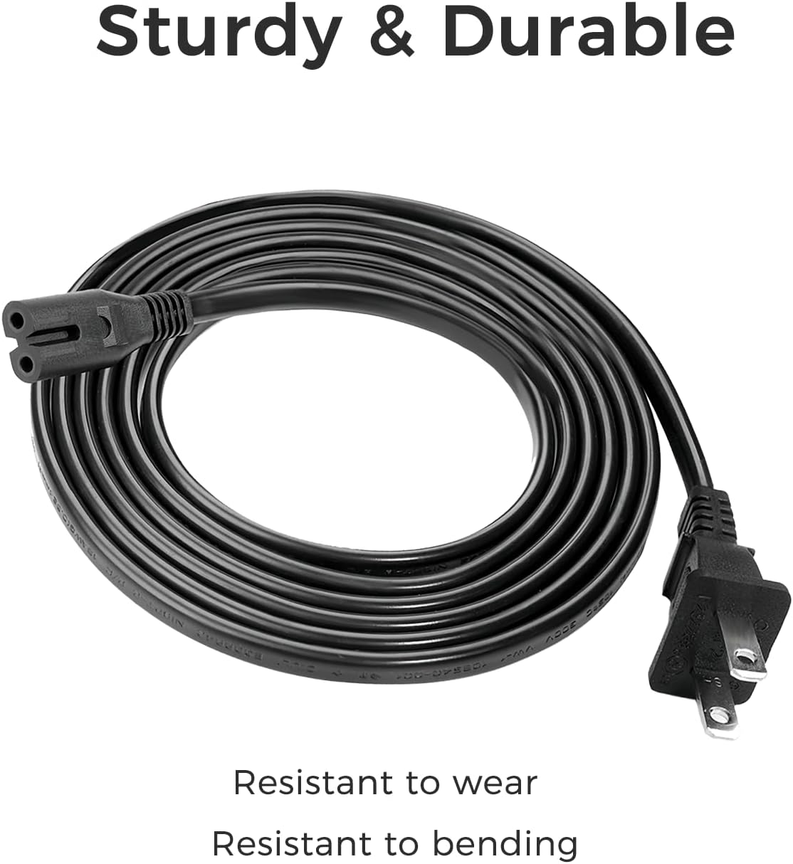 AC Power Cord for Sony PS5/PS4/PS3 Slim, Xbox Series S/Series X, Xbox One S/One X, 2 Prong C7 Universal TV Power Cable Replacement