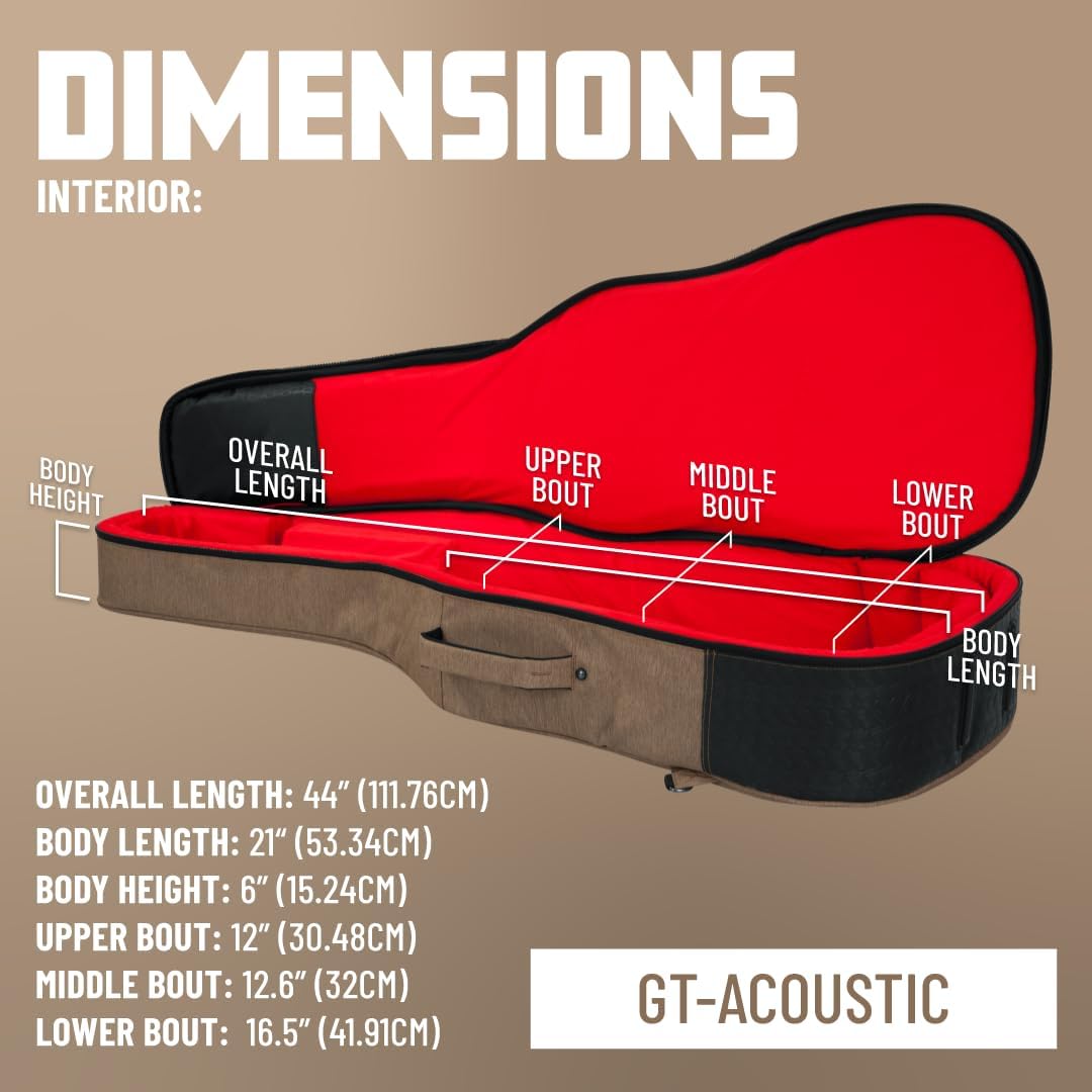 Gator Cases Transit Series Lightweight Bass Guitar Gig Bag with Back Pack Straps and Rubberized Base, Tan Exterior (GT-BASS-TAN)