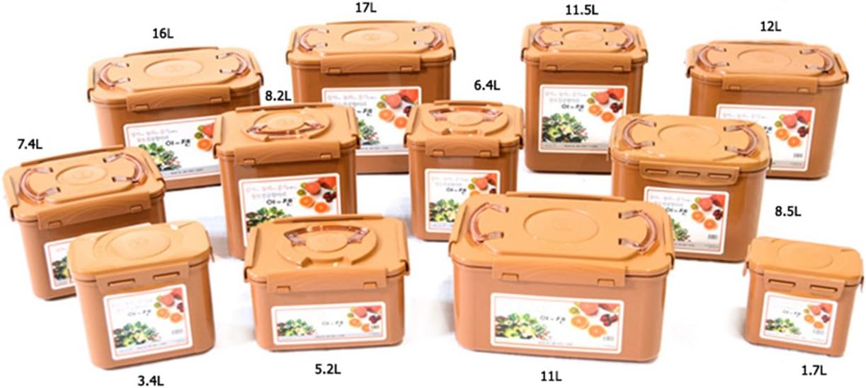 Premium Kimchi, Sauerkraut Container Probiotic Fermentation with Inner Vacuum Lid (Earthenware Brown, 0.45 gal/ 1.7L)
