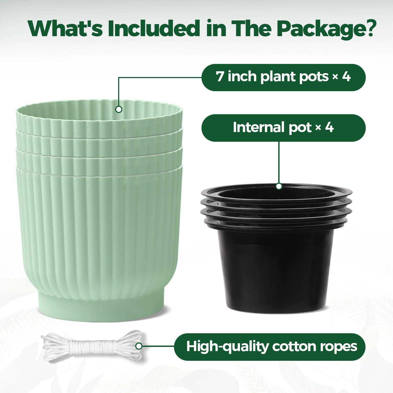 T4U Self Watering Pots for Indoor Plants, 4 Inch 6 Pack Planter White