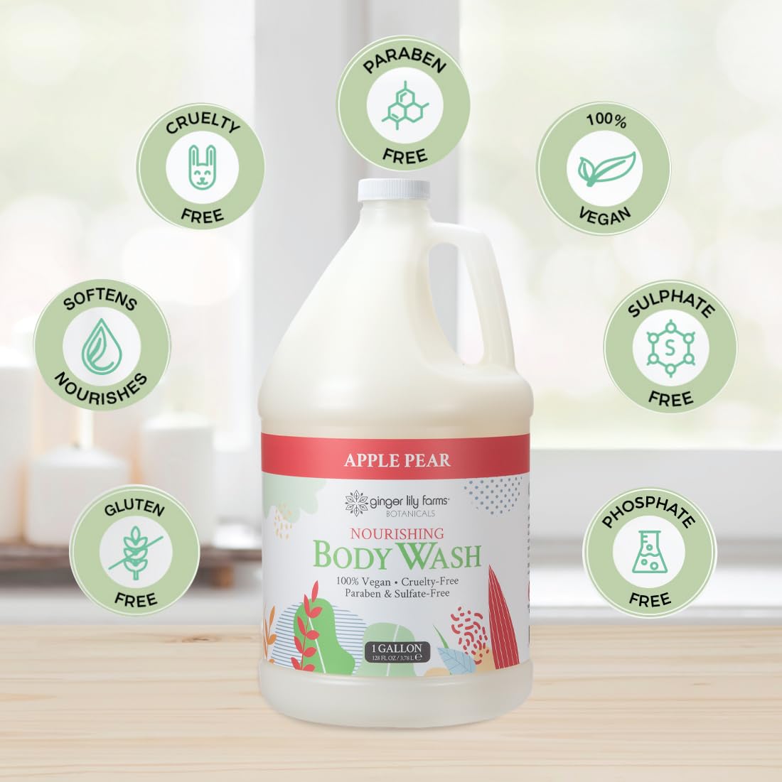 Ginger Lily Farms 1 gal Nourishing Body Wash, Citrus Blend Scent | for Hands, Body & Hair, Moisturizing Wash, Salon Wash, Spa Cleanser, Salon & Spa Essentials, Manicure & Pedicure Supplies
