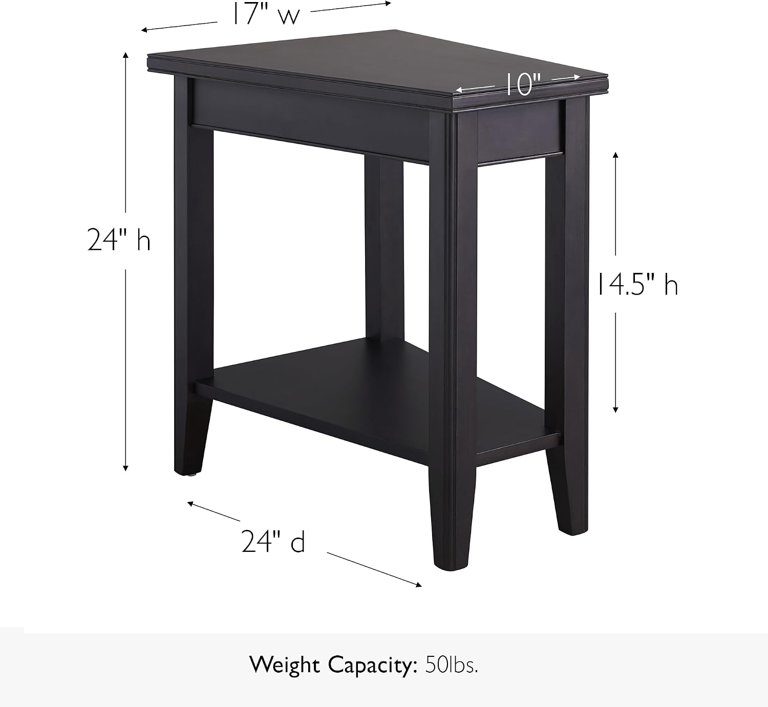 Leick Home Delton Wedge End Table, 17", Sienna