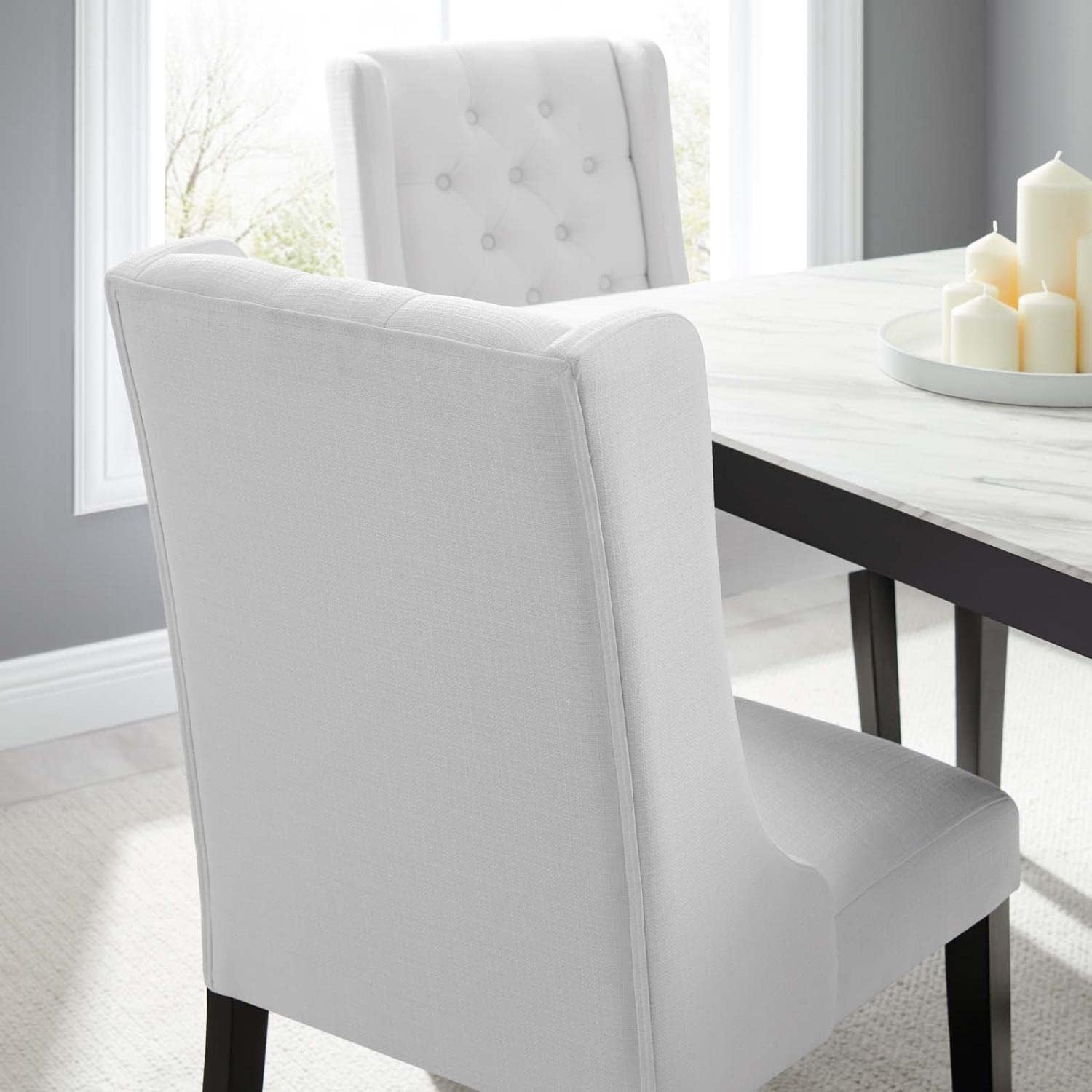 Modway Baronet Modern Tufted Upholstered Fabric Parsons Kitchen and Dining Room Chair in Beige