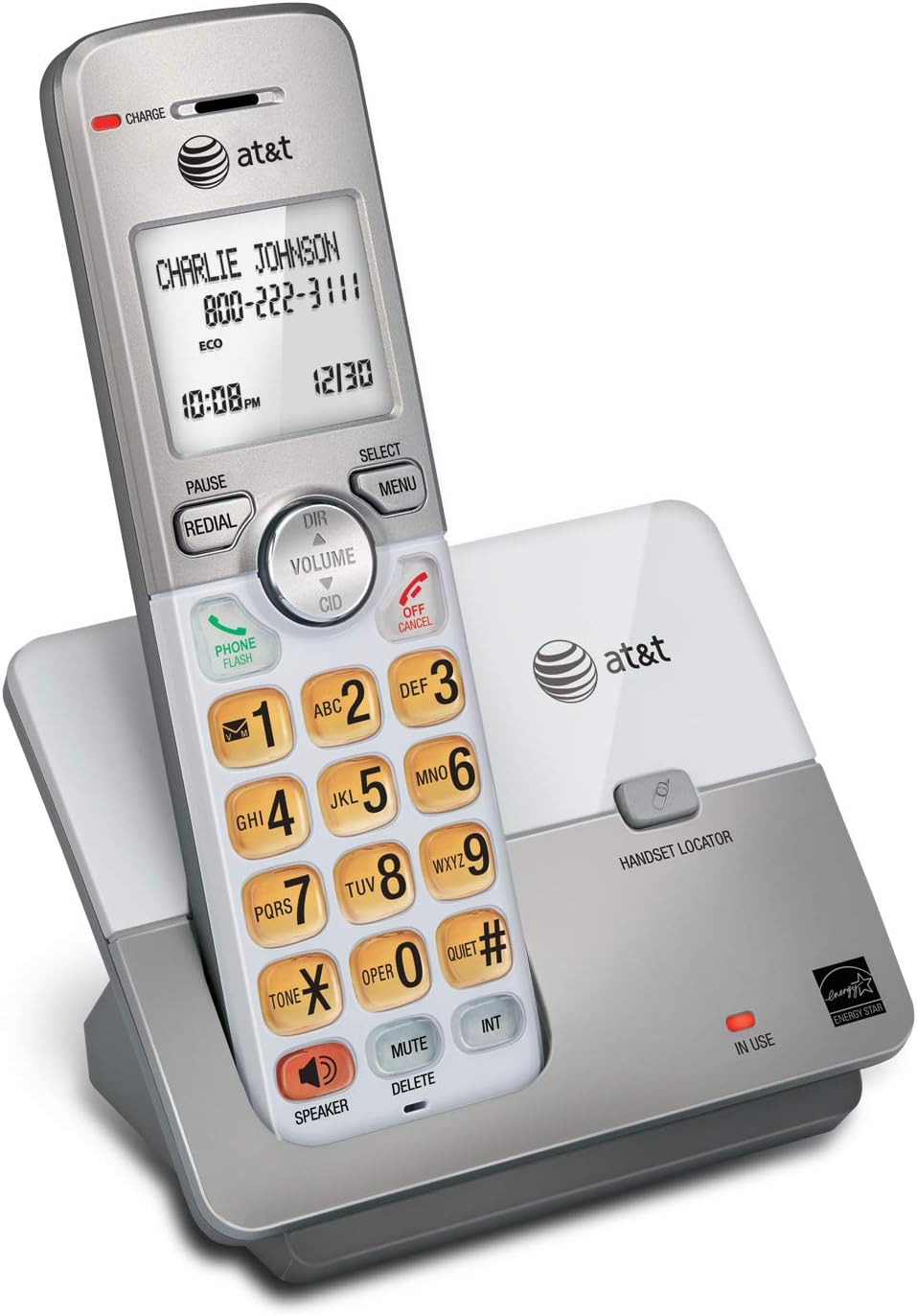 AT&T EL52213 2-Handset Cordless Phone, Light Champagne | Digital Answering System, Extra-Large Backlit Keys, Caller ID/Call Waiting, DECT 6.0, Expandable Speakerphone
